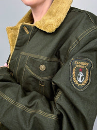 Vintage L/XL waterproof khaki aviator style jacket