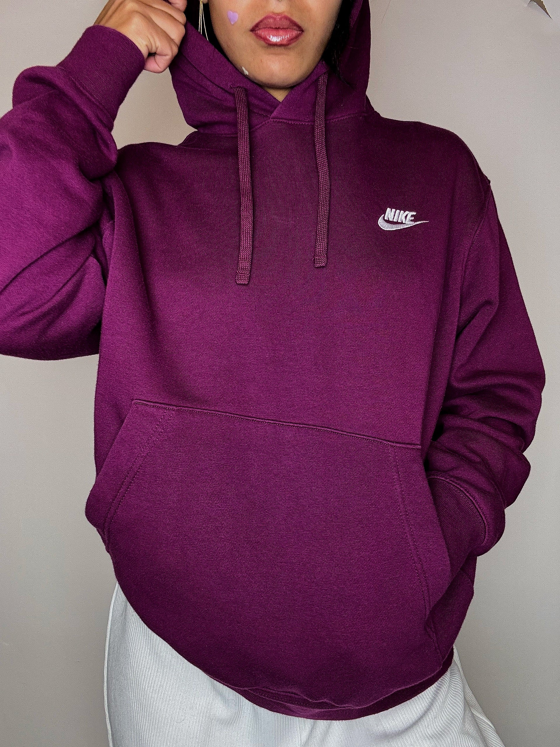 Sweater capuche aubergine NIKE S vintage