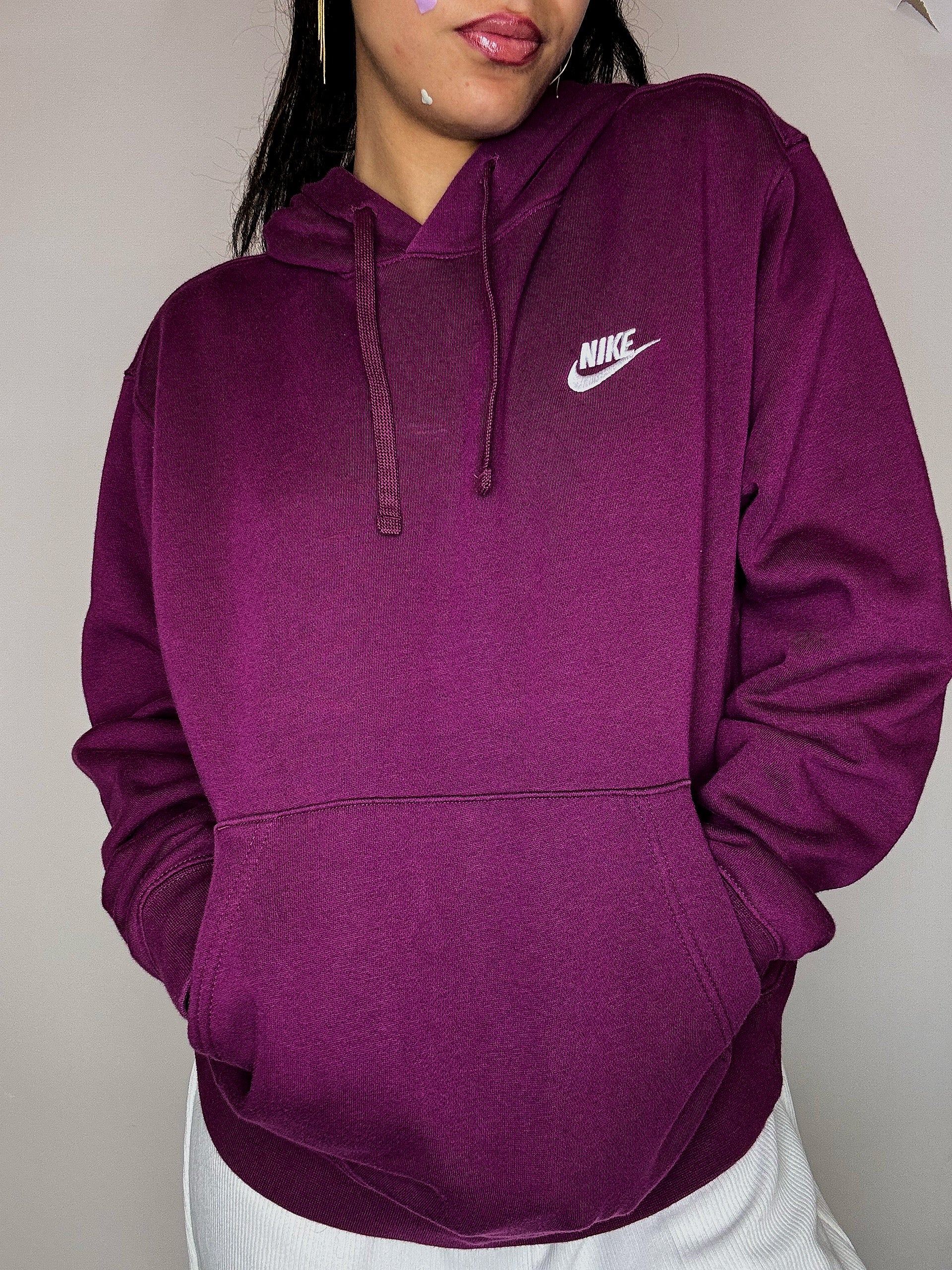 Sweater capuche aubergine NIKE S vintage