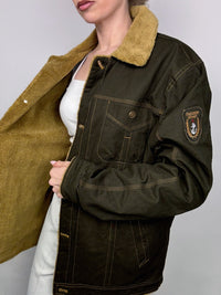 Vintage L/XL waterproof khaki aviator style jacket