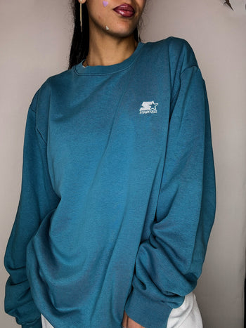 Sweat col rond bleu STARTER XL vintage