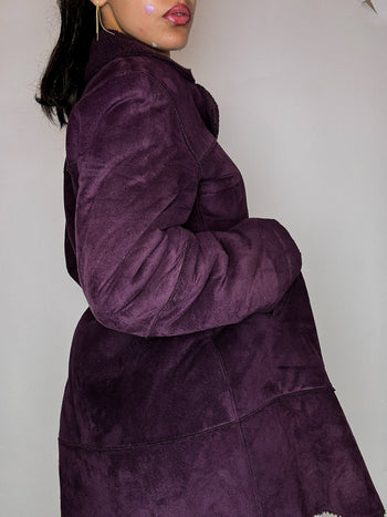 Manteau aubergine fourré M vintage