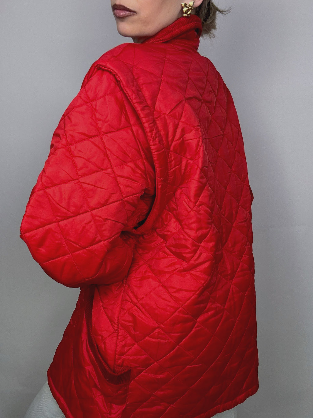 Veste matelassée rouge L vintage