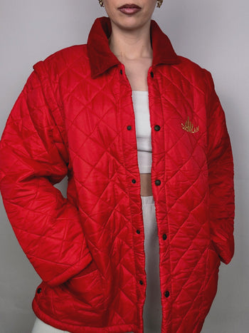 Veste matelassée rouge L vintage