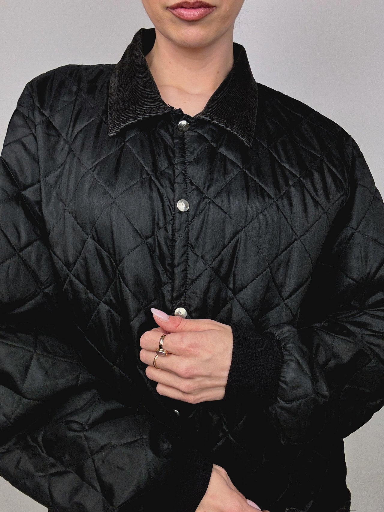 XL vintage black quilted jacket