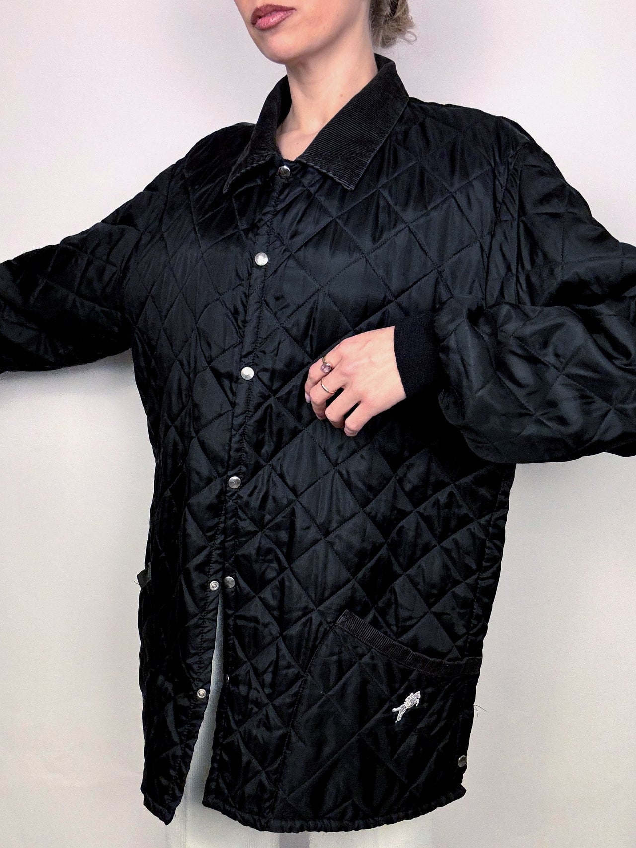 XL Vintage schwarze Steppjacke