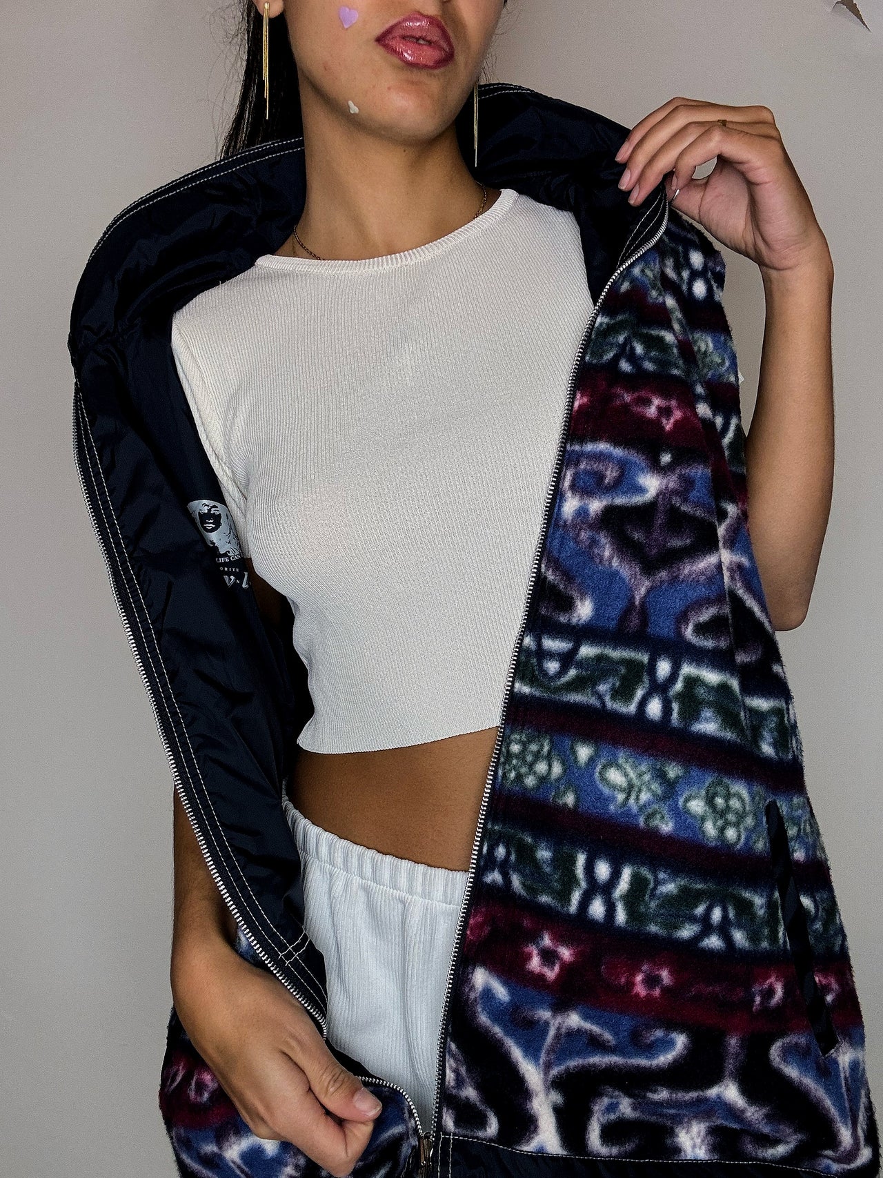 Gilet reversible polaire / imperméable L vintage