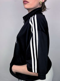 ADIDAS M Vintage Schwarze Nylonjacke mit 3/4-Ärmeln