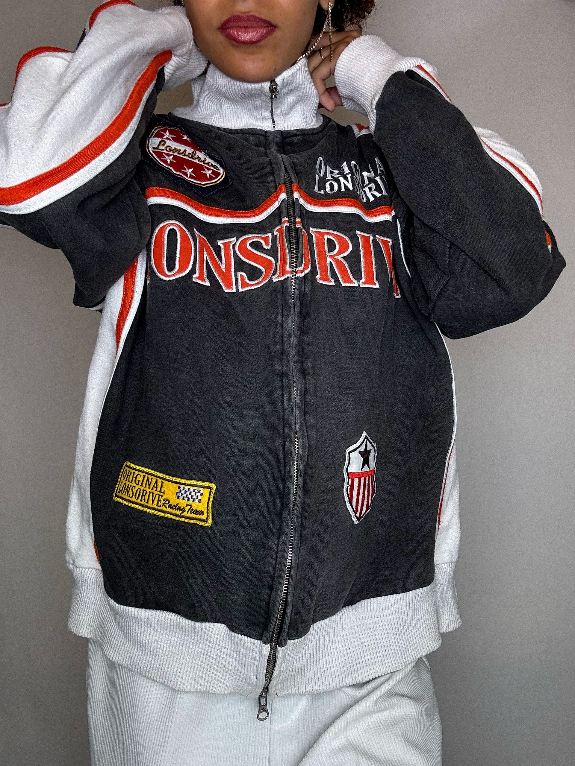 LONSDRIVE XL Vintage graue Rennjacke