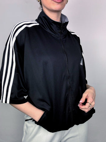 Veste en nylon noire manches 3/4 ADIDAS M vintage