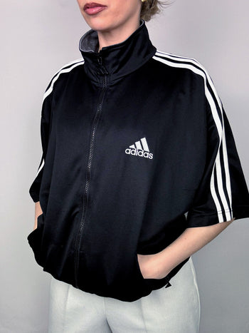 Veste en nylon noire manches 3/4 ADIDAS M vintage