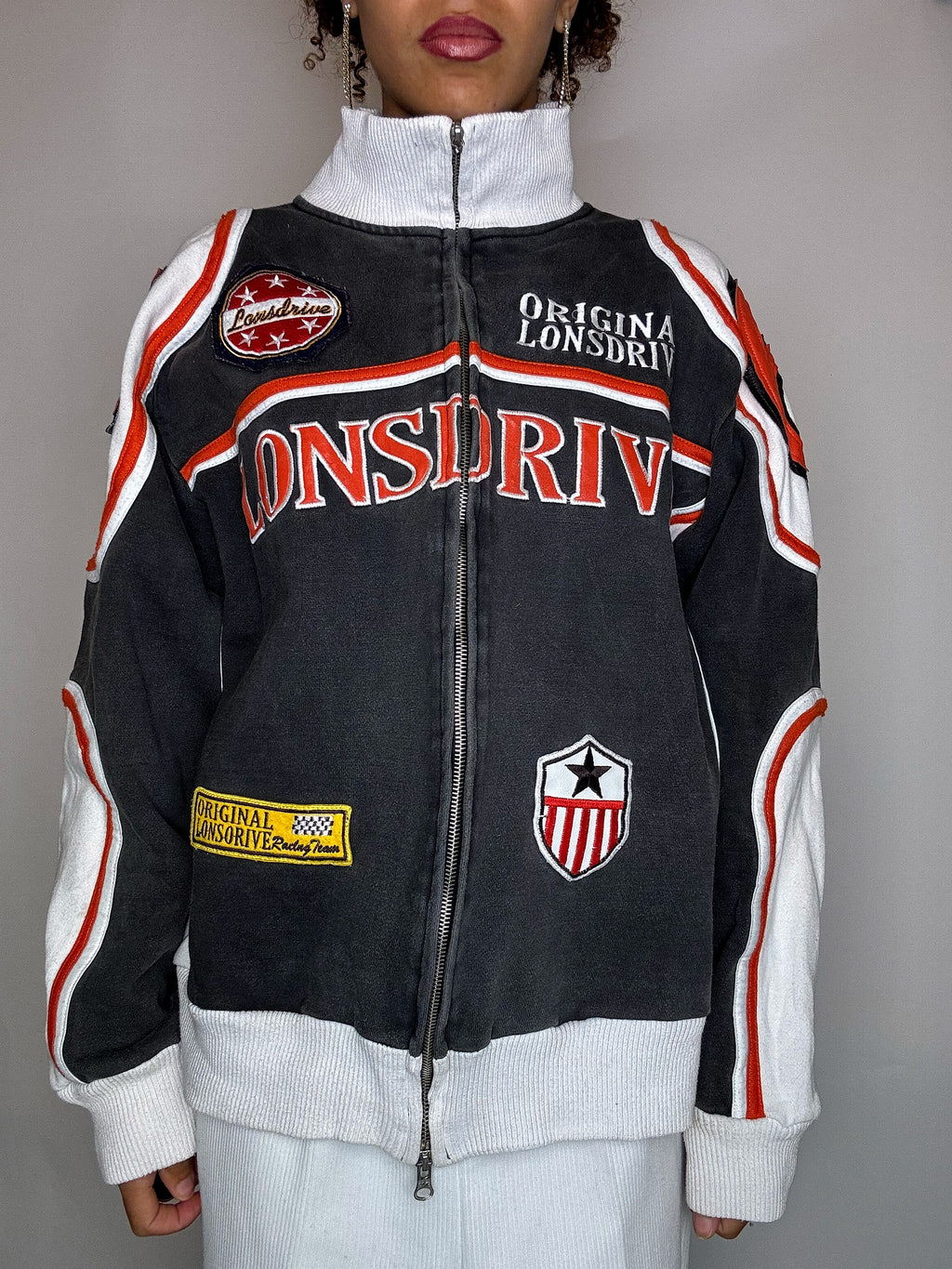 LONSDRIVE XL Vintage graue Rennjacke