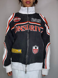 LONSDRIVE XL Vintage graue Rennjacke
