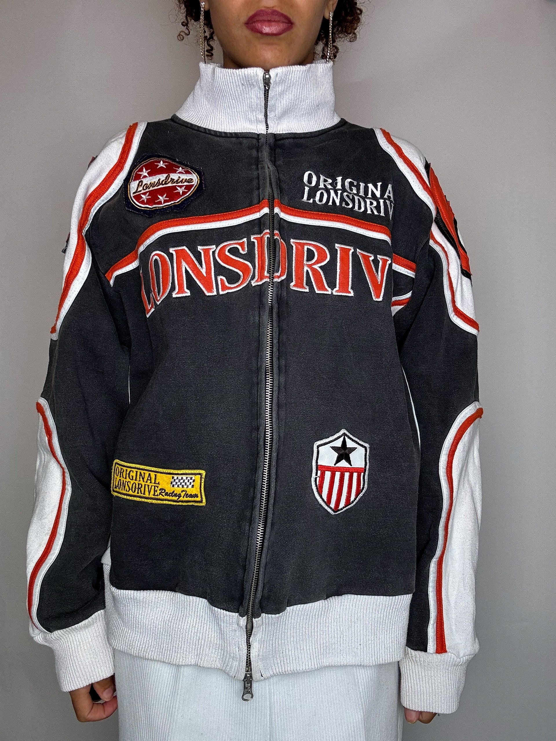 LONSDRIVE XL Vintage graue Rennjacke