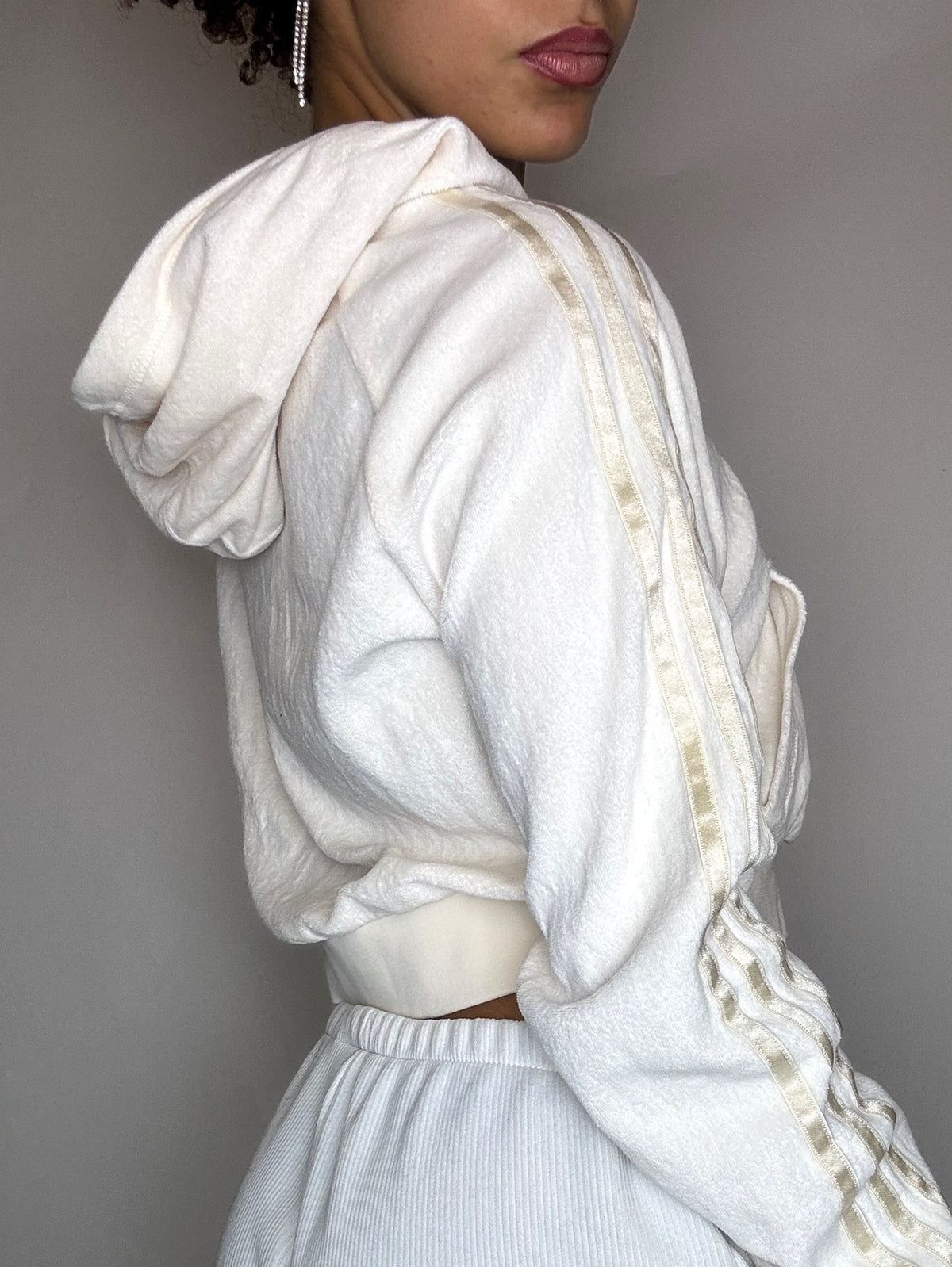 Jacket effet peau de pêche crème ADIDAS M vintage