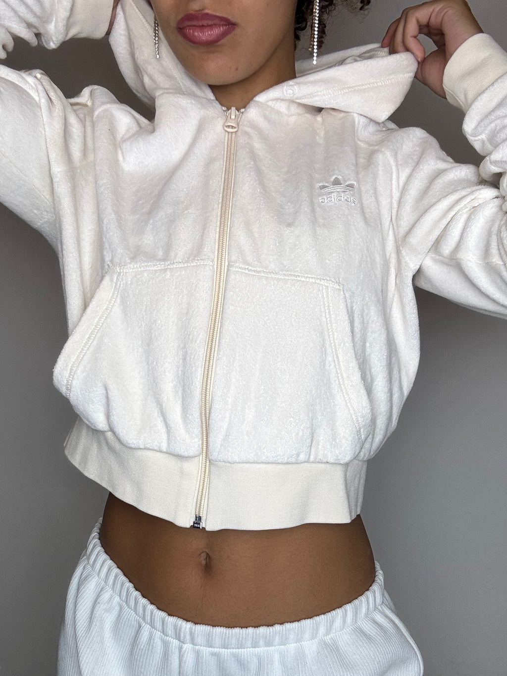 Jacket effet peau de pêche crème ADIDAS M vintage