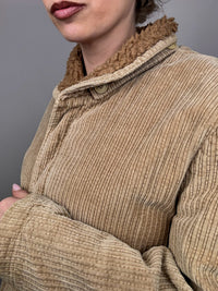 Vintage beige Cordjacke mit Bouclette-Innenseite L/XL