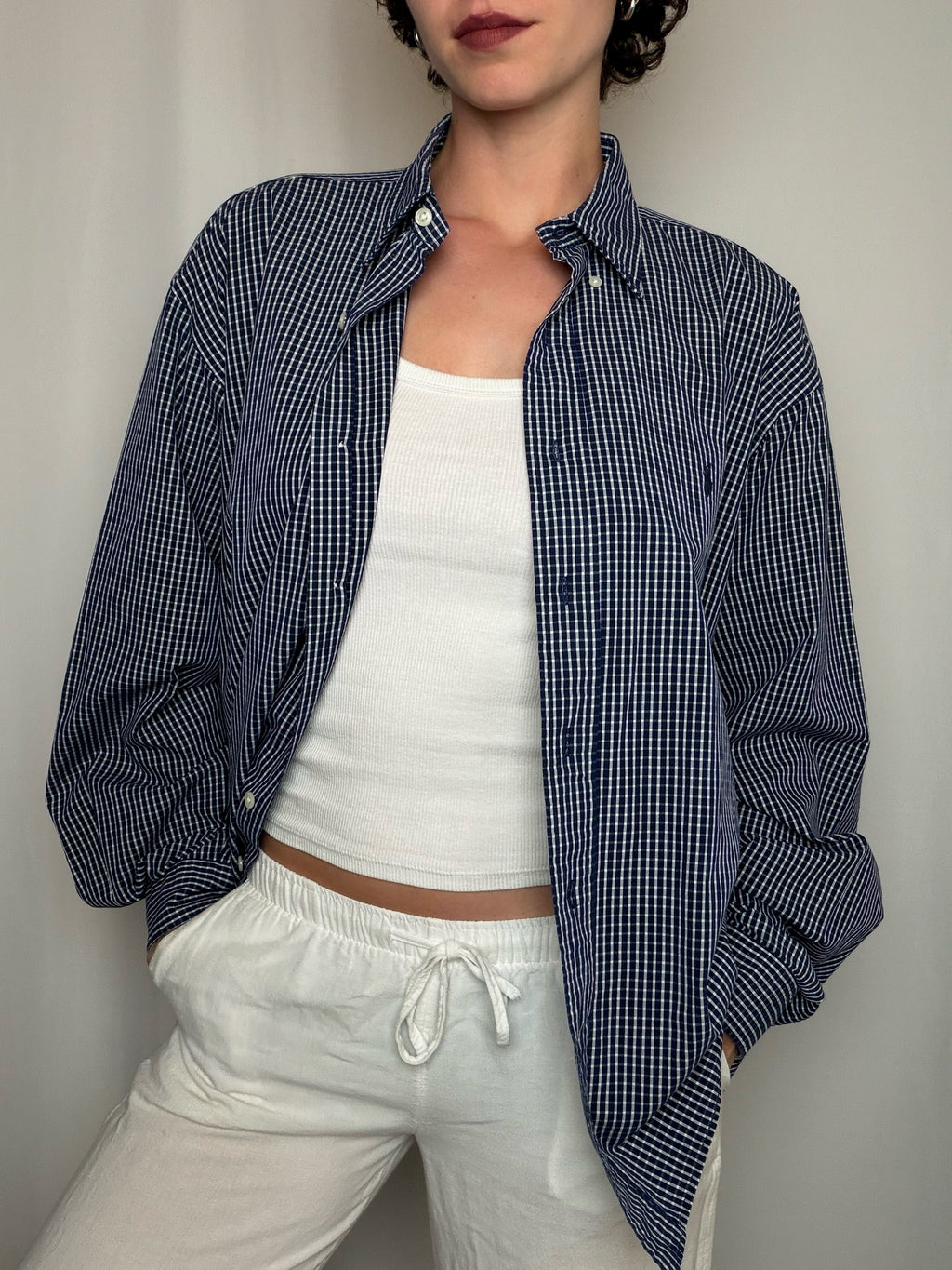 Chemise à carreaux marine Ralph Lauren L vintage