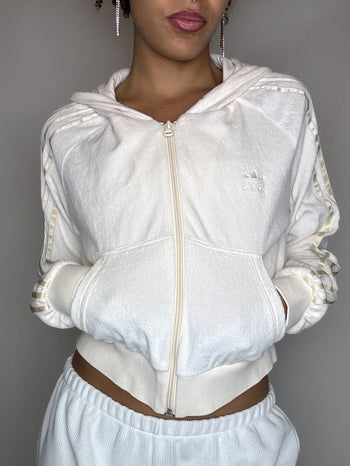 Jacket effet peau de pêche crème ADIDAS M vintage
