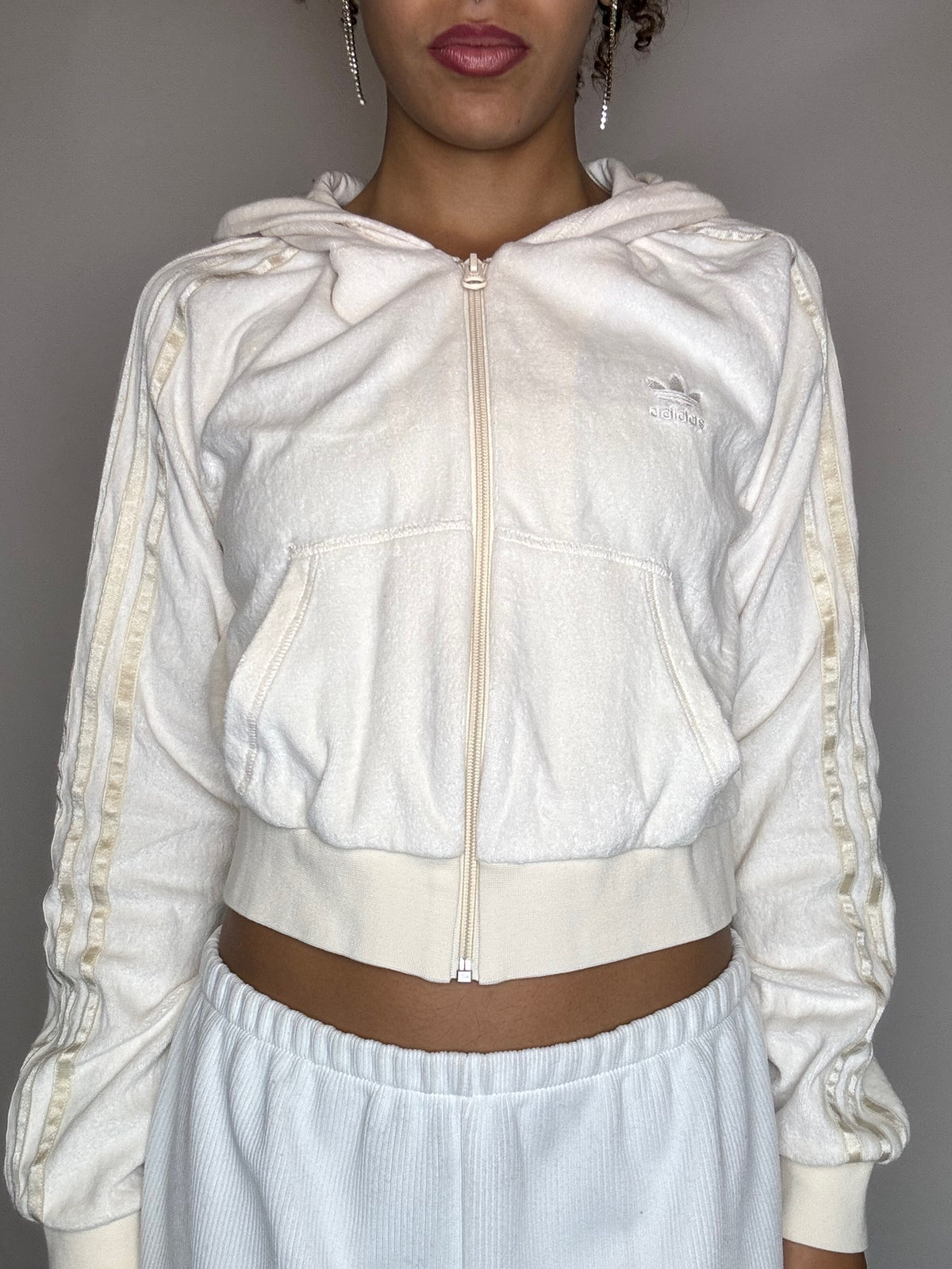 Jacket effet peau de pêche crème ADIDAS M vintage
