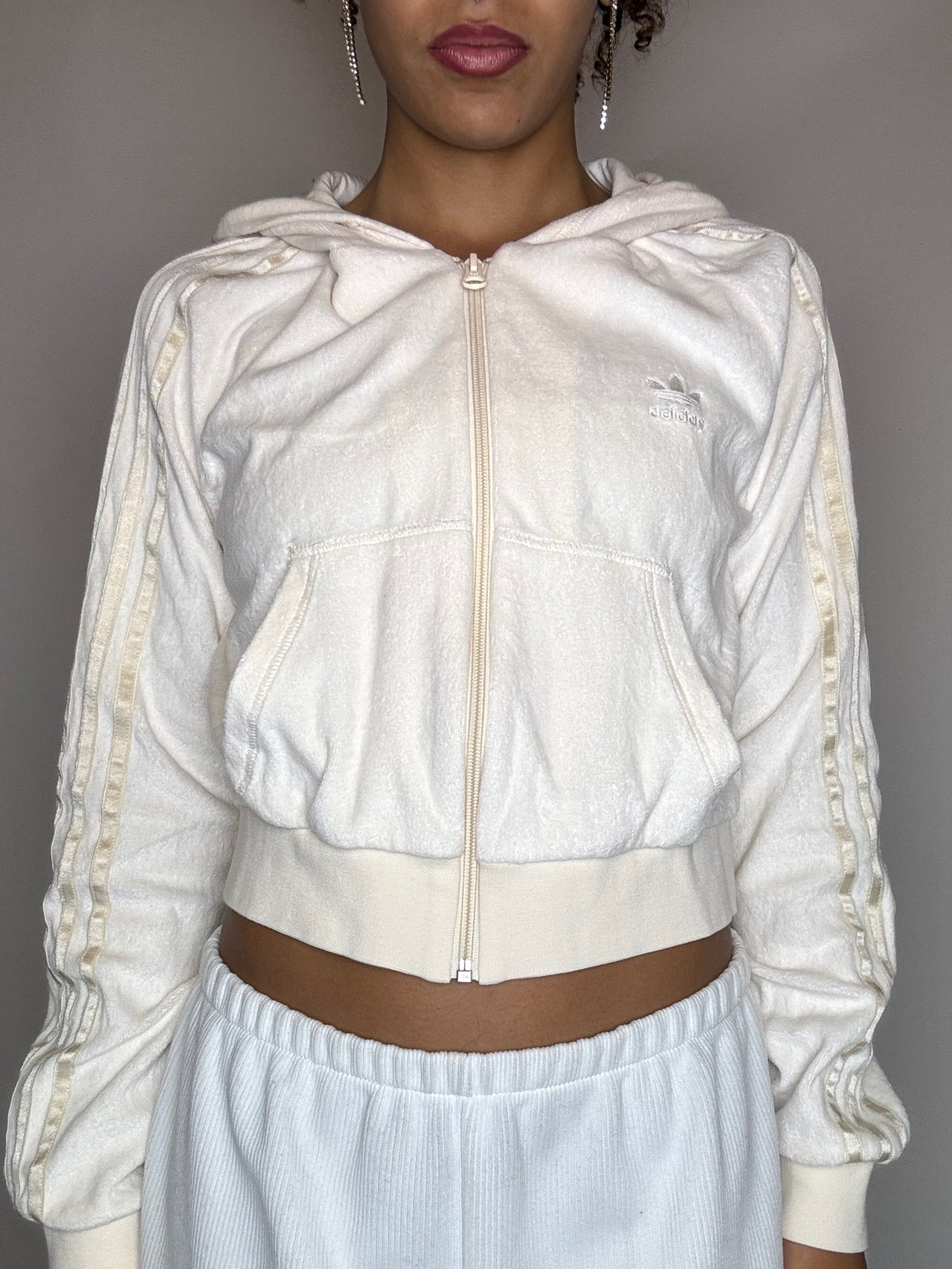 Jacket effet peau de pêche crème ADIDAS M vintage