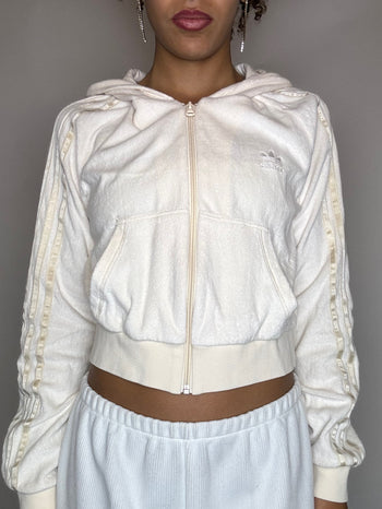 Jacket effet peau de pêche crème ADIDAS M vintage