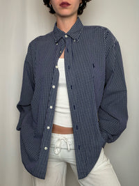 Chemise à carreaux marine Ralph Lauren L vintage