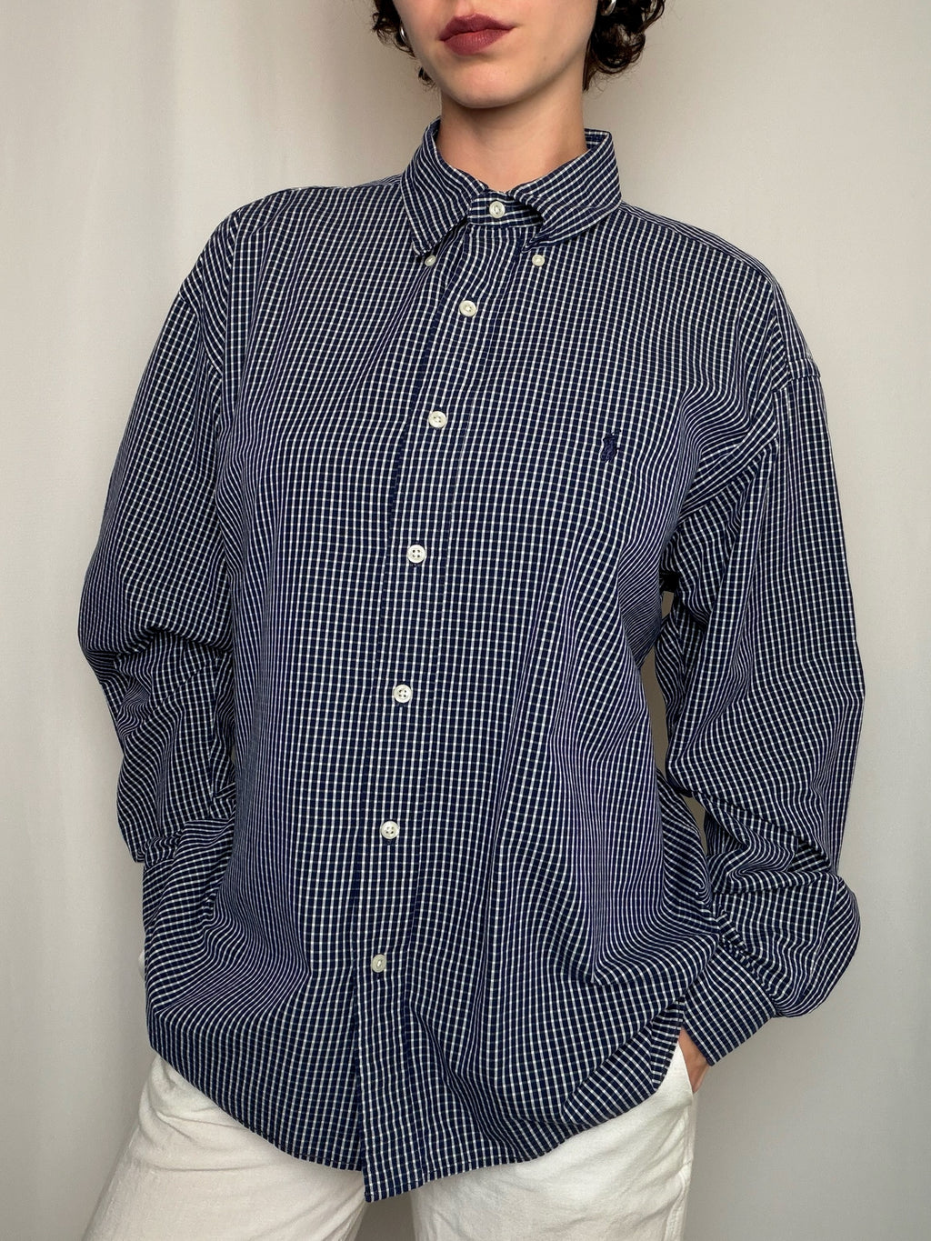 Chemise à carreaux marine Ralph Lauren L vintage