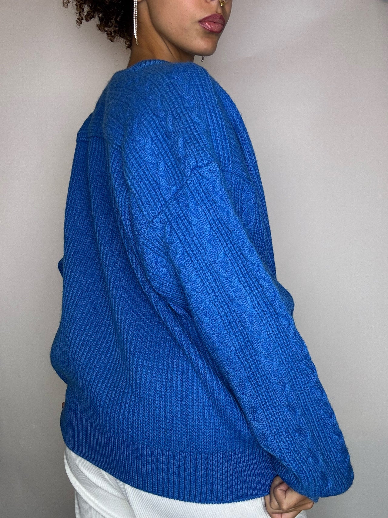Pull en maille bleu M/L vintage