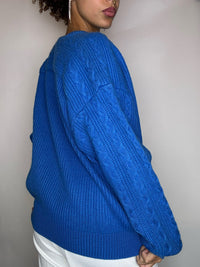 Pull en maille bleu M/L vintage