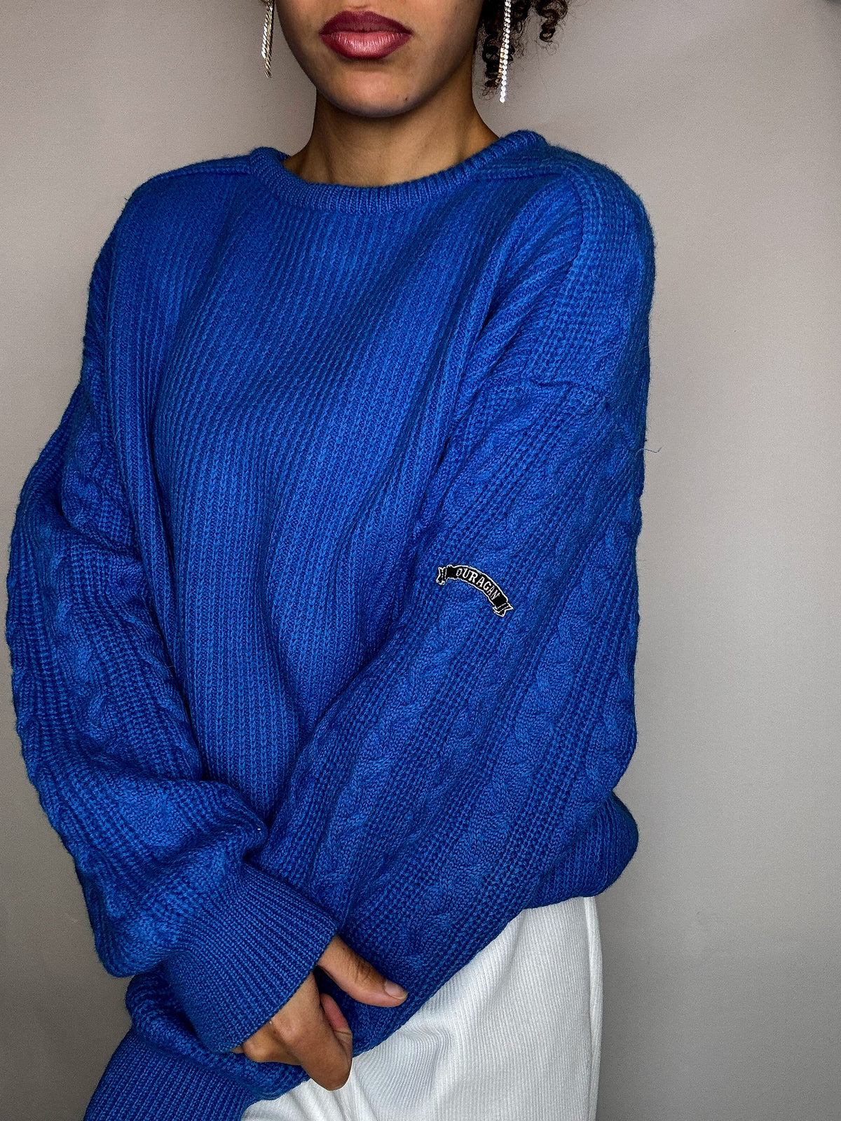 Pull en maille bleu M/L vintage