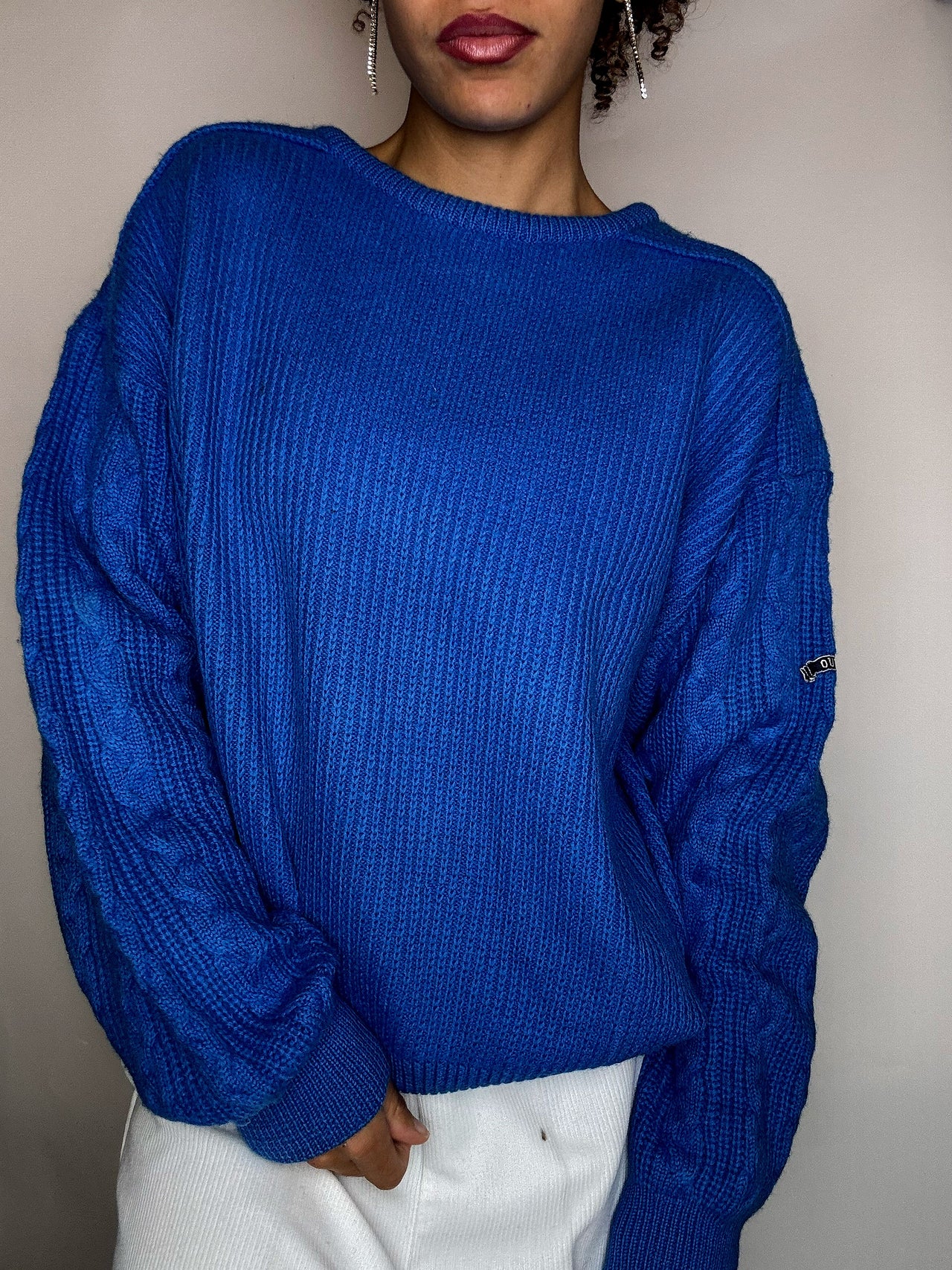 Pull en maille bleu M/L vintage