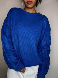 Pull en maille bleu M/L vintage