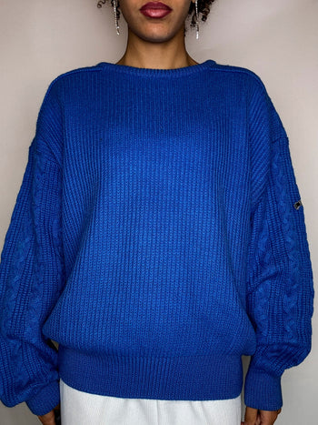 Pull en maille bleu M/L vintage