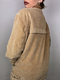 Vintage beige Cordjacke mit Bouclette-Innenseite L/XL