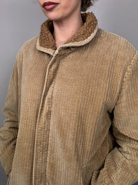 Vintage beige Cordjacke mit Bouclette-Innenseite L/XL