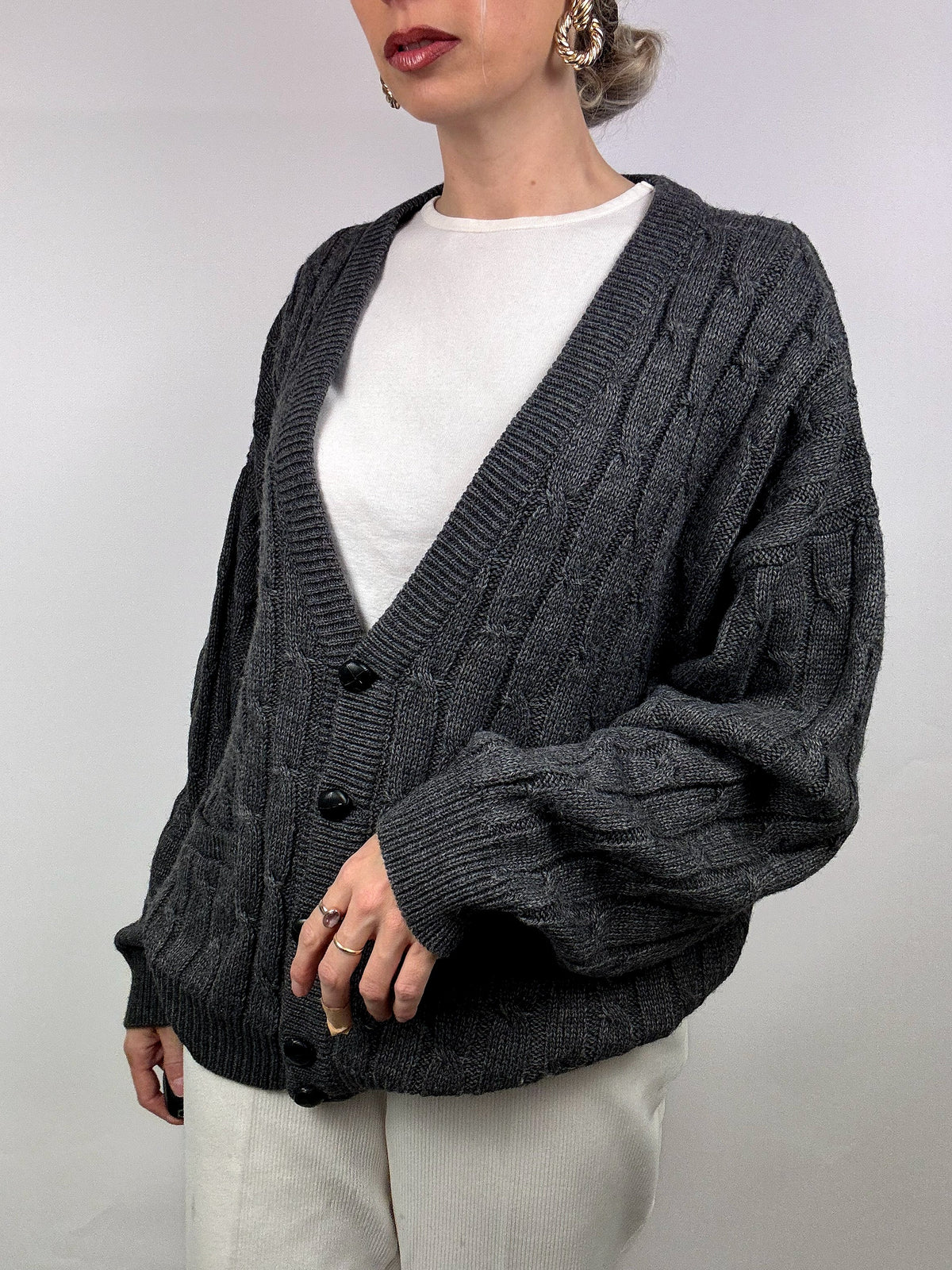 Vintage braided knit cardigan