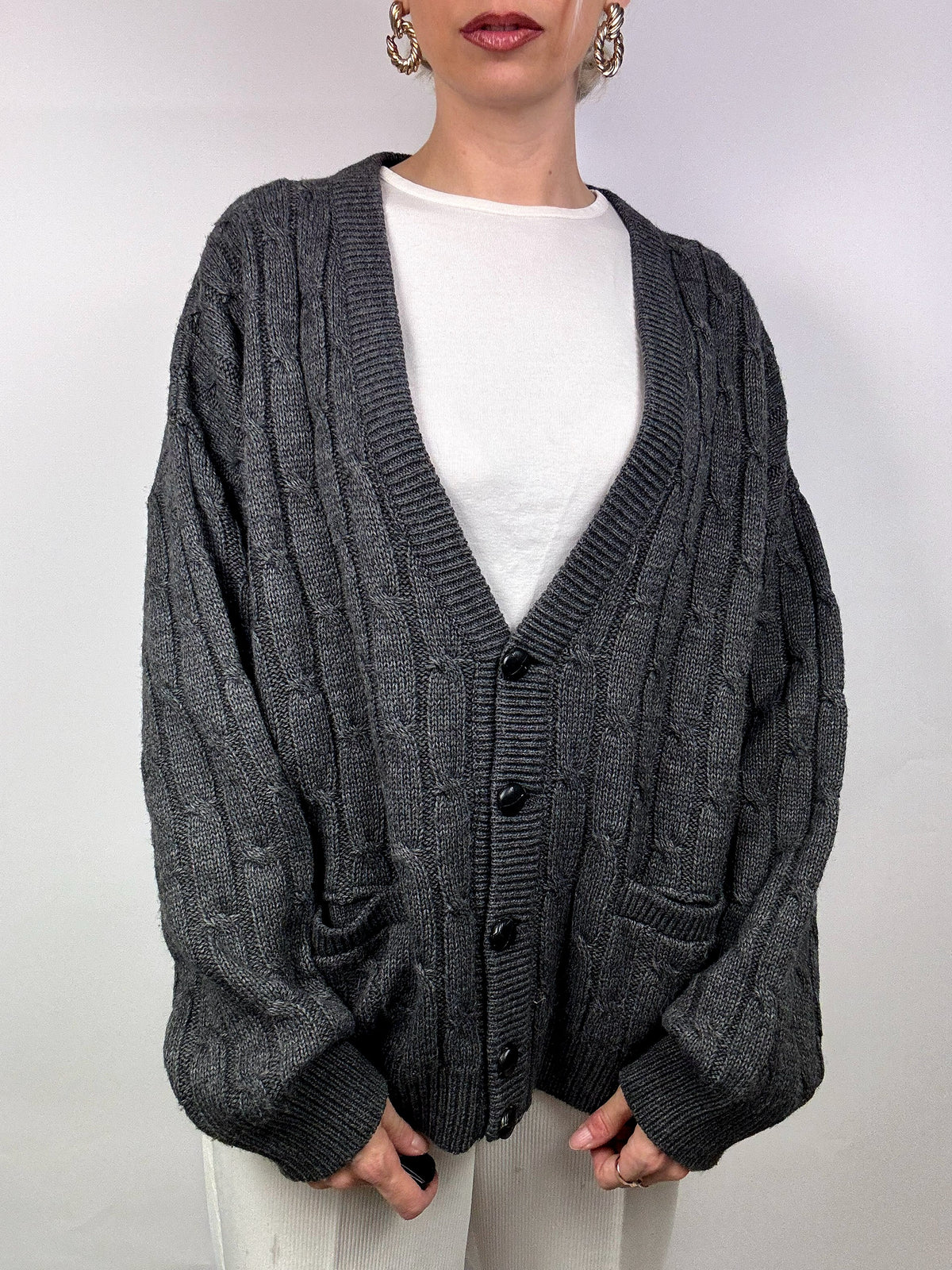 Vintage braided knit cardigan