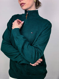 TOMMY HILFIGER M green turtleneck cotton sweater