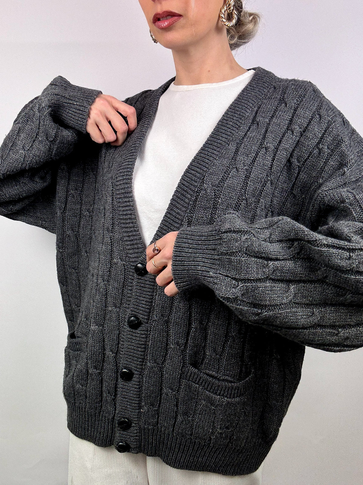 Vintage braided knit cardigan