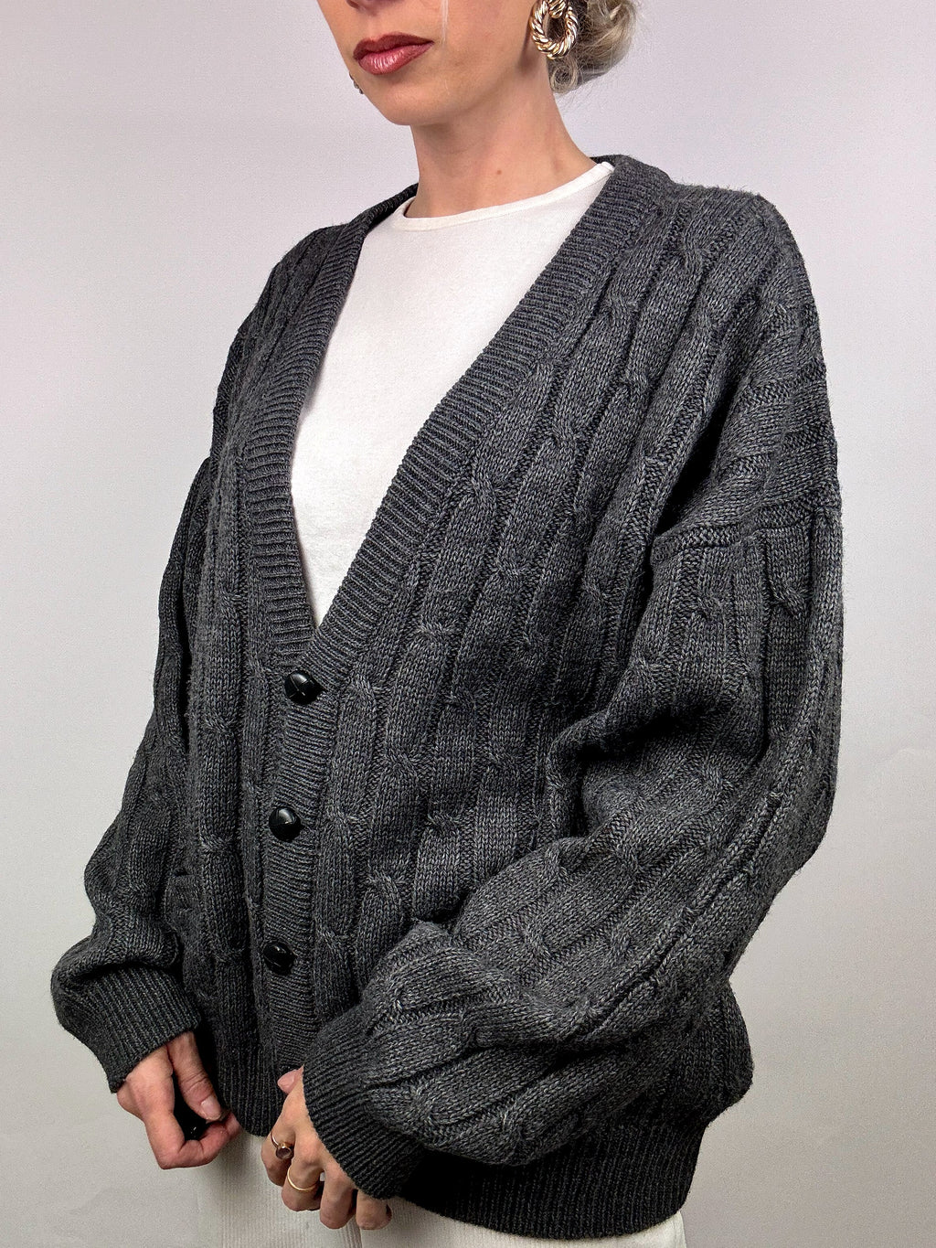 Vintage braided knit cardigan