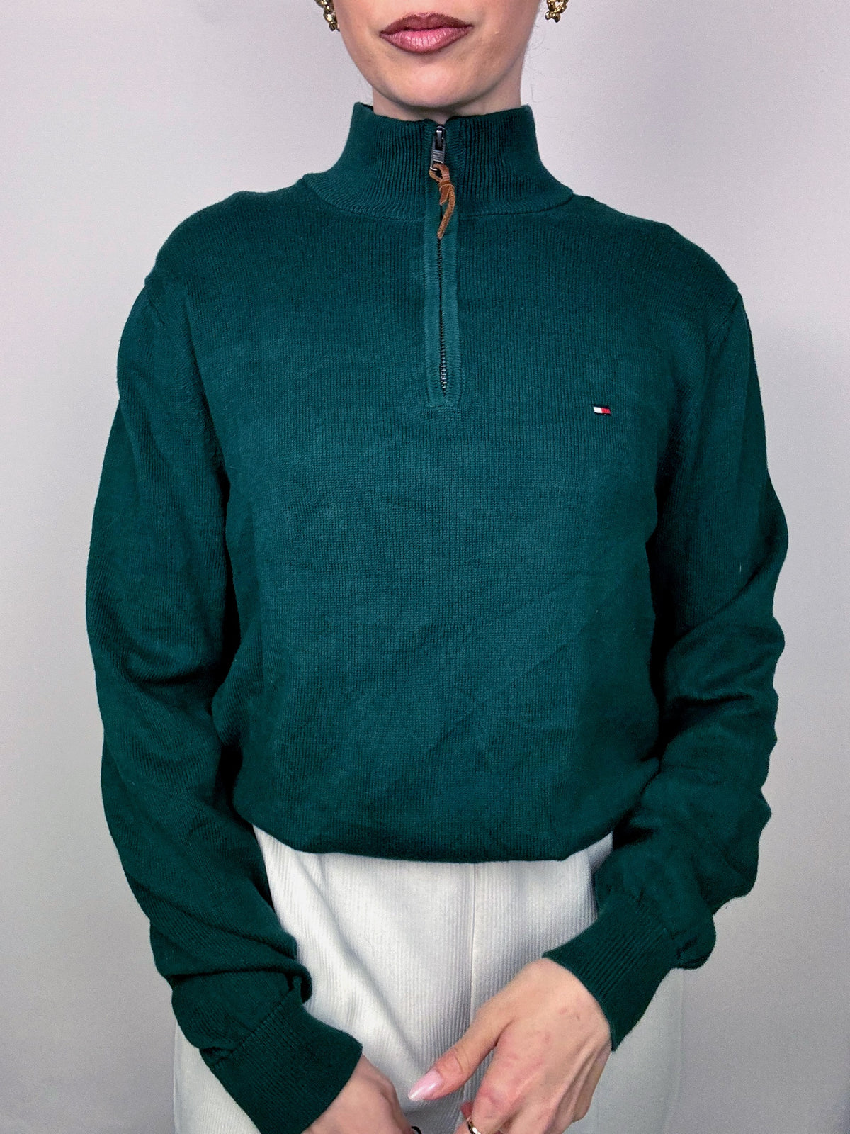 TOMMY HILFIGER M green turtleneck cotton sweater