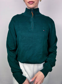 TOMMY HILFIGER M green turtleneck cotton sweater