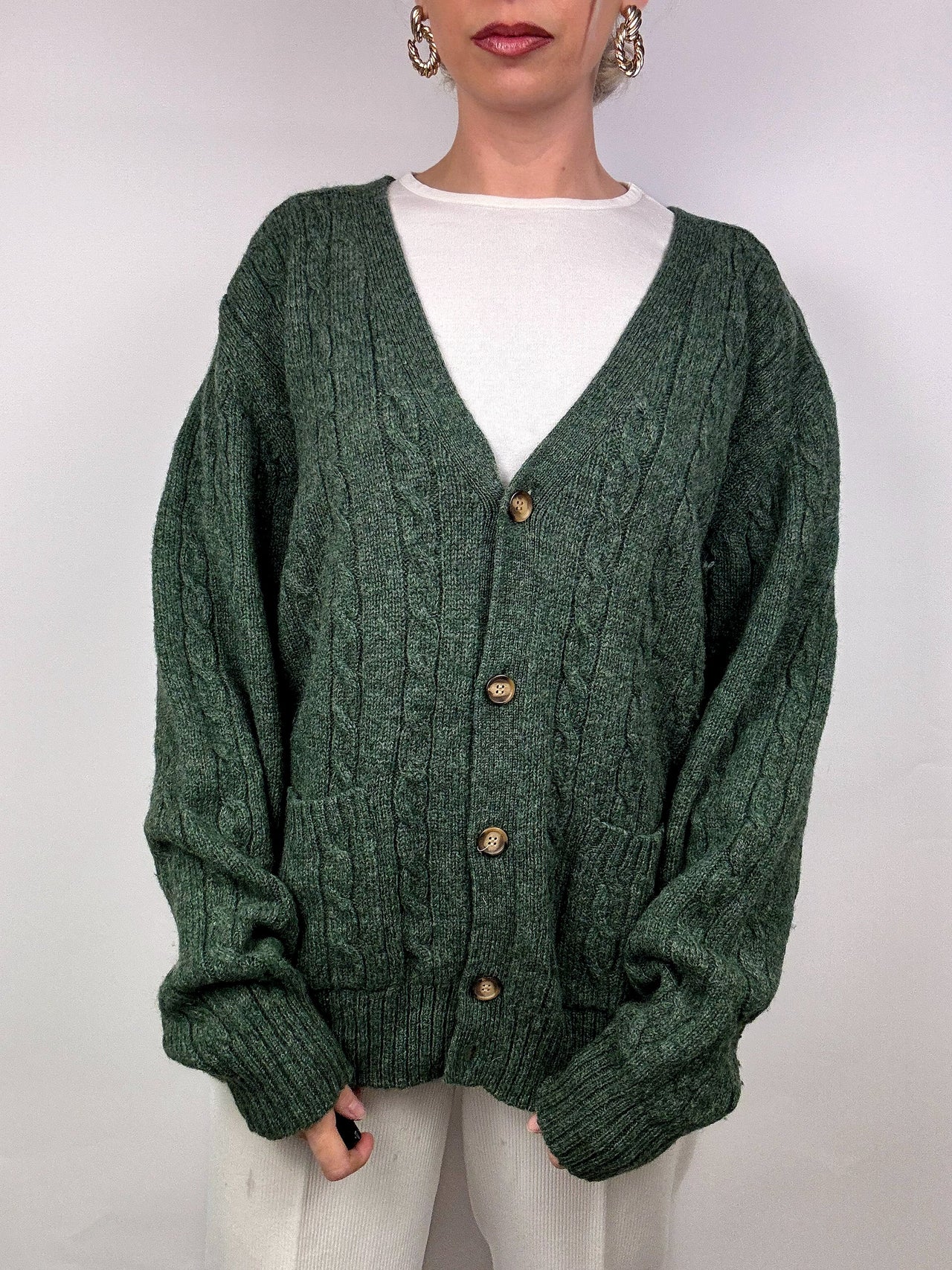 Cardigan en maille tressée vintage