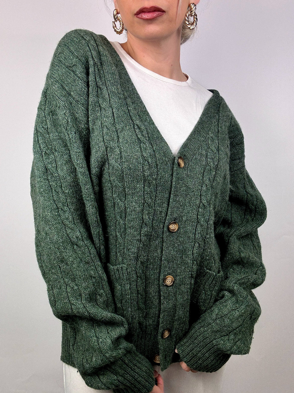 Vintage braided knit cardigan