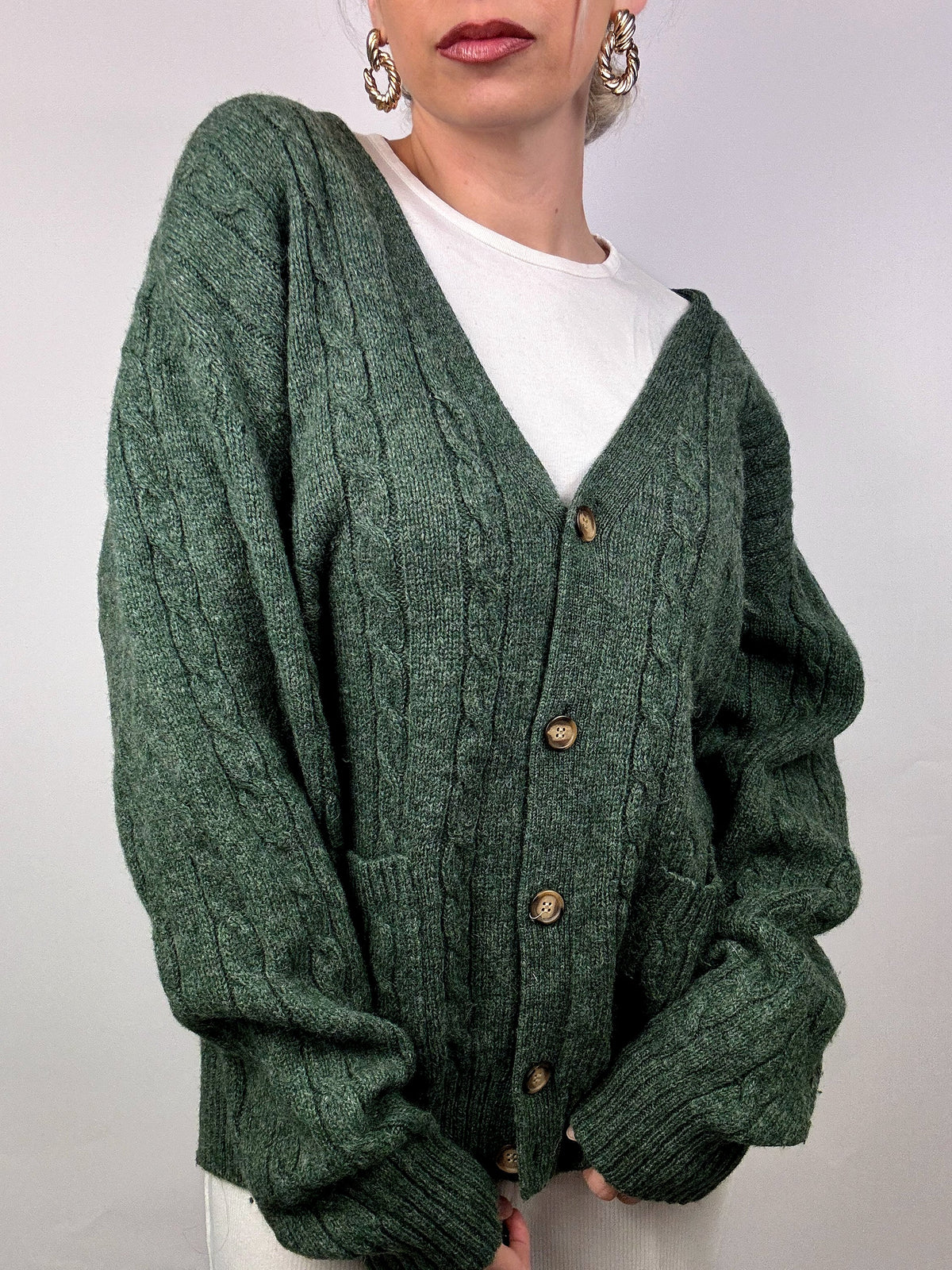 Vintage braided knit cardigan