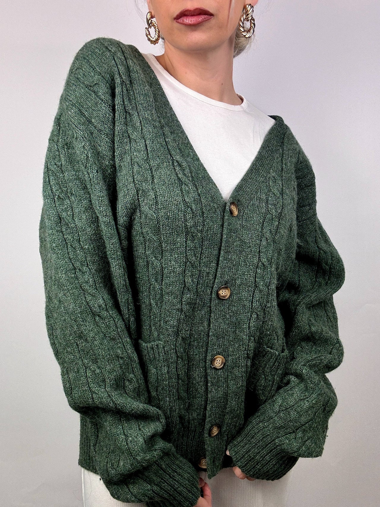 Cardigan en maille tressée vintage