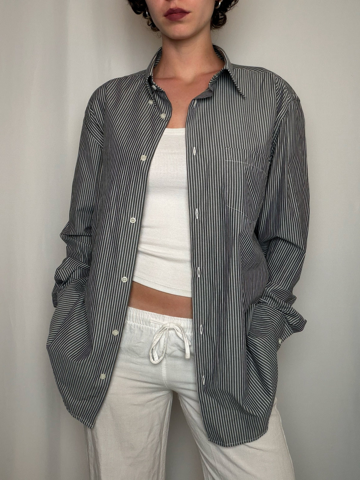 Chemise rayée grise Lotto XXL vintage