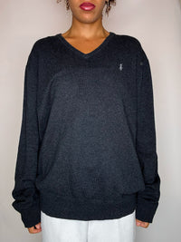 Pull col V gris foncé RALPH LAUREN L vintage