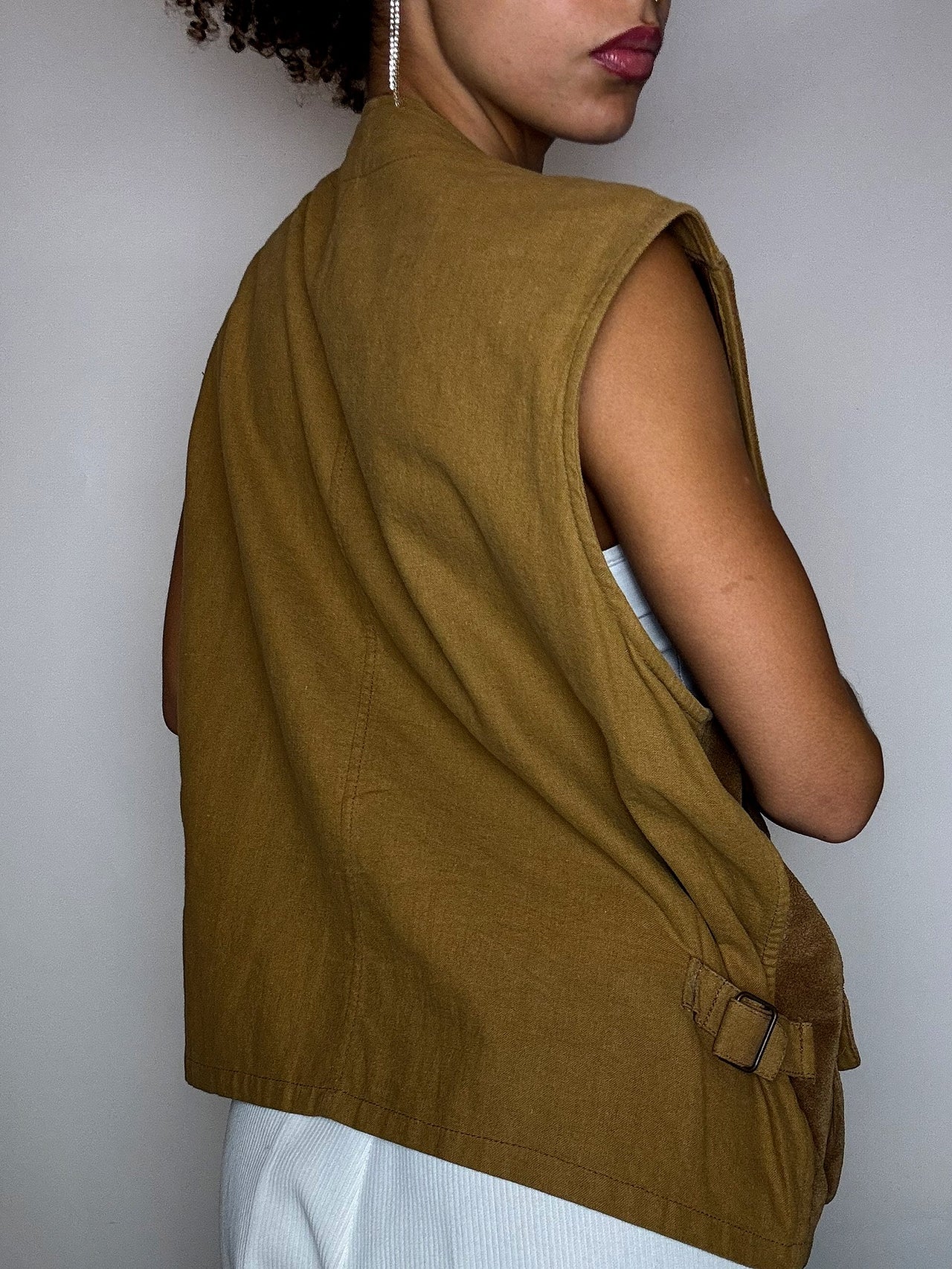 Gilet effet daim camel L vintage